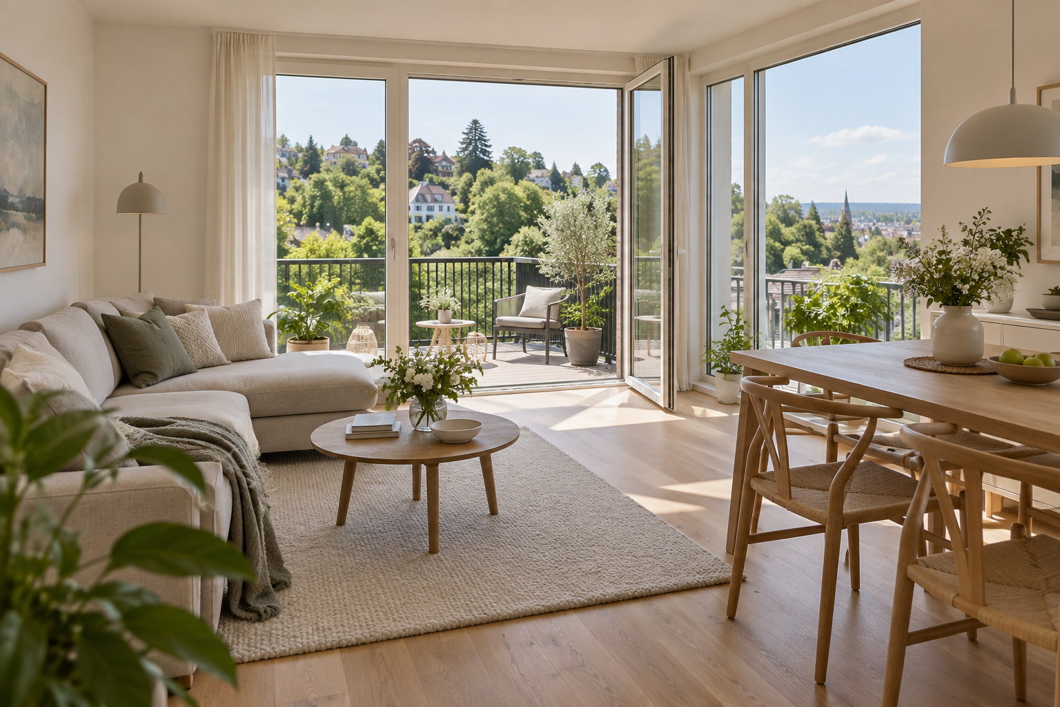 Helle Wohnung mit Balkon und Blick ins Grüne